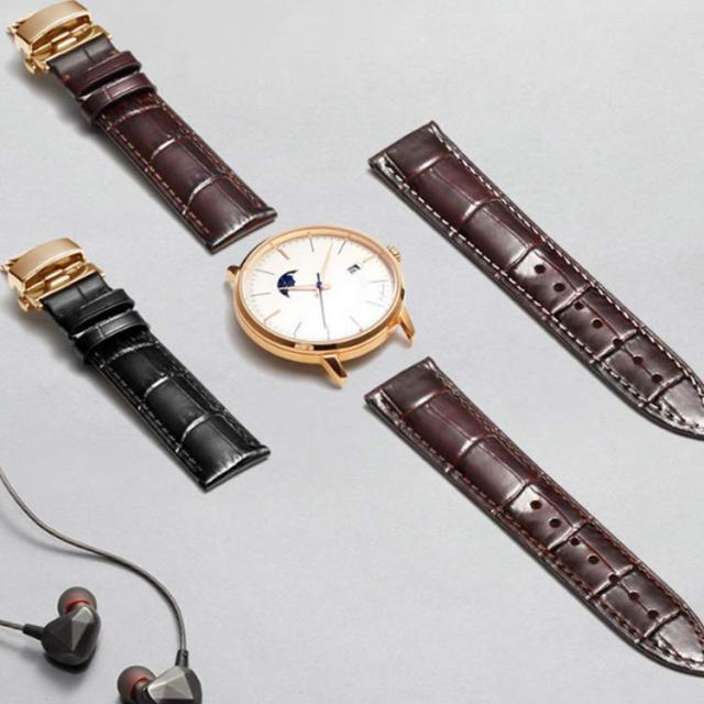 IWC用 クロコ型押しレザーベルト 20mm 21mm 22mm ブラウン Iwc-本革