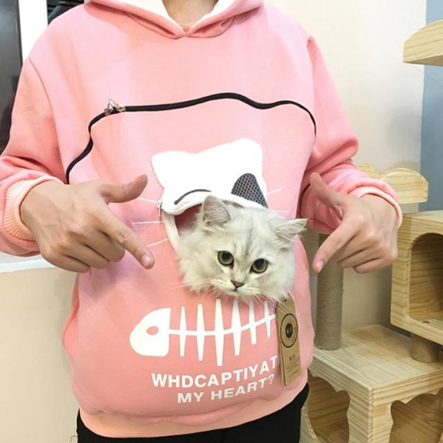 パーカー 猫も入れるパーカー 裏起毛 長袖 トップス フード付き 猫 犬 カンガルーポケット 抱っこキャリア スリング プルオーバー パーカ レディー パーカー 猫も入れるパーカー 裏起毛 長袖 トップス フード付き