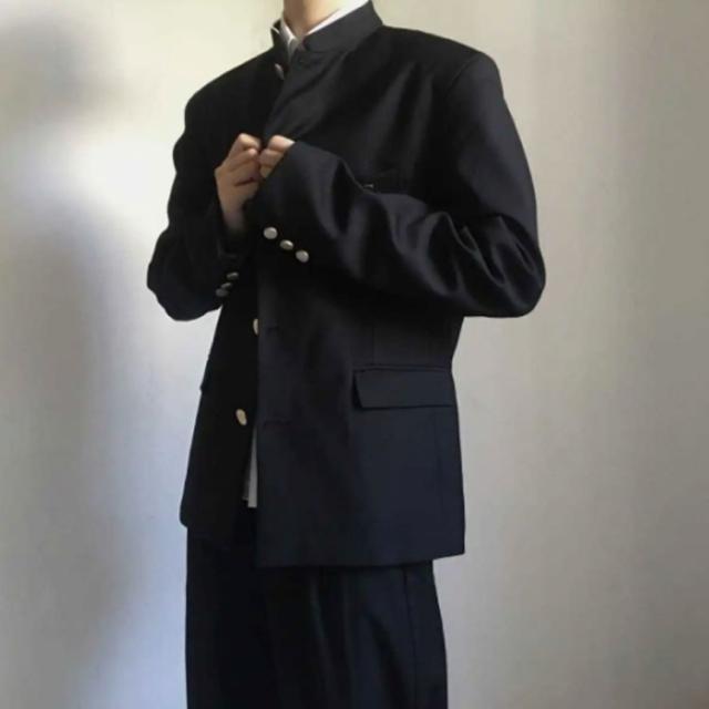 学生服 上下セット 男子 制服 学ラン 詰襟 ラウンド襟 上着 ズボン 2点