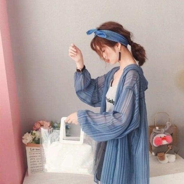 ロングガウン 薄手 ロングカーディガン フード付き new ロング丈 シースルー 長袖 ゆったり レディース 秋春夏 uvカット トップス 羽織り ストライプ ly230817247_2.jpg