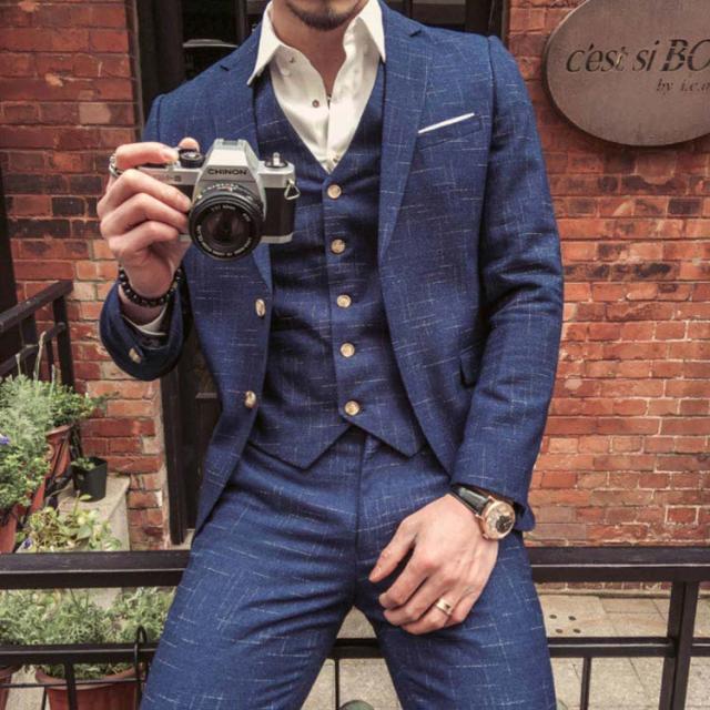 スーツ メンズ ビジネススーツ スリム 3ピーススーツ ジャケット