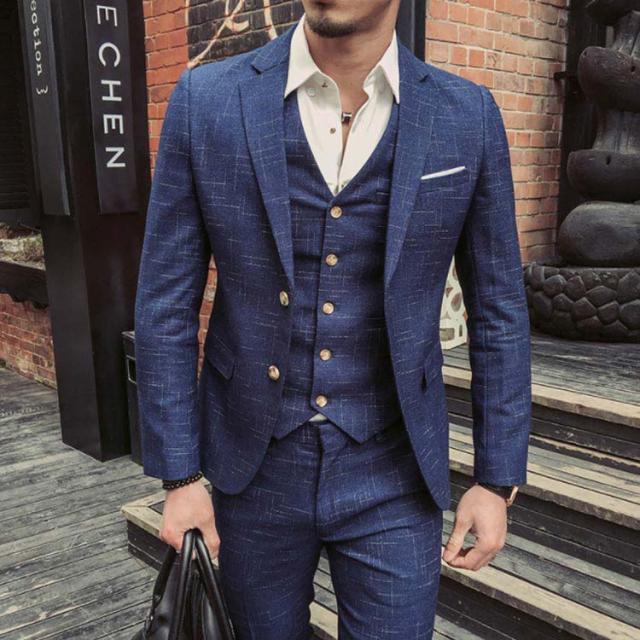 スーツ メンズ ビジネススーツ スリム 3ピーススーツ ジャケット