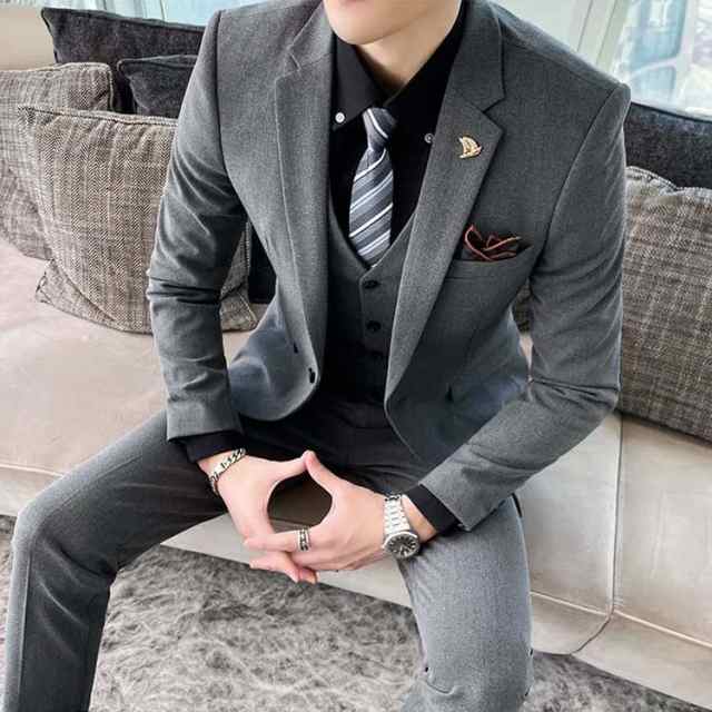 結婚式 パーティー メンズスーツ フォーマル 男性用 3点セット