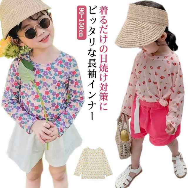 キッズ 薄手 子供 女の子 接触冷感 ラッシュガード Tシャツ 長袖 子供