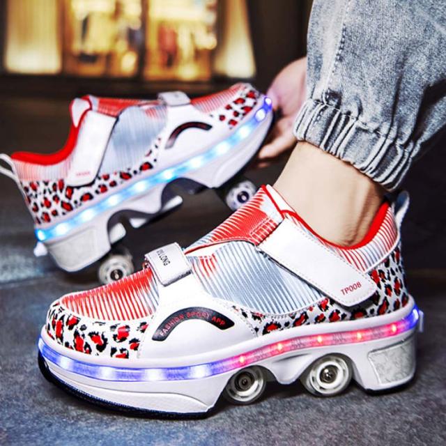 ローラーシューズ ローラースケート 四輪 二列 光る キッズ 子供 大人