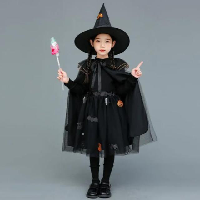ハロウィン コスプレ 衣装 4点セット 魔女 魔法使い 巫女 仮装 子供用 ハロウィン コスプレ 衣装 4点セット 魔女 魔法使い 巫女 仮装 子供用