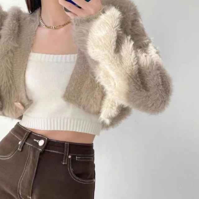 美品・近年モデル✨アナイ アルパカ混 フォックスファー ポンチョ風ショートコート 美品・近年モデル✨アナイ アルパカ混 フォックスファー