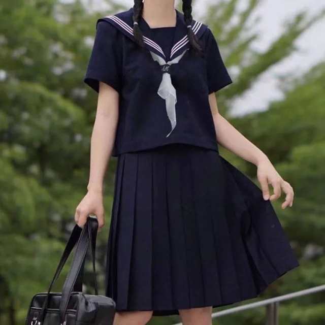 中学生 女子高生 セーラー服 制服 4点セット 紺 上下セット ハロウィン