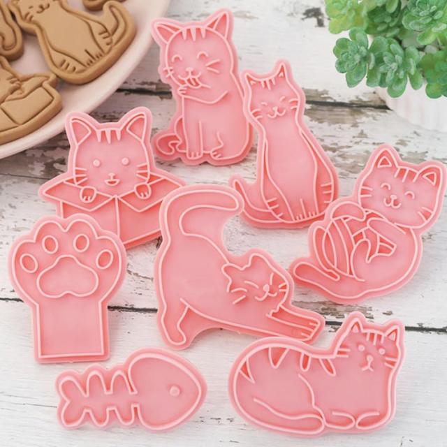スイーツ 猫 ねこクッキー型 かわいい 2組セット 立体 クッキー型 型