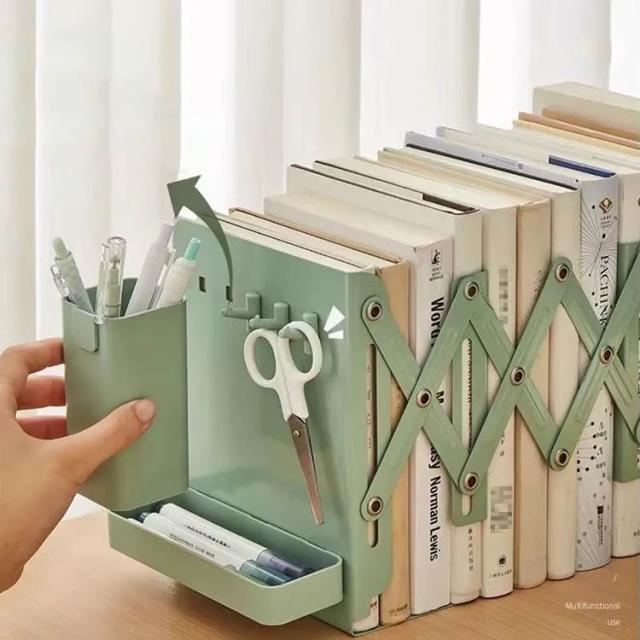 スタンド おしゃれ ブックスタンド ペン立て付き 本立て フック付き
