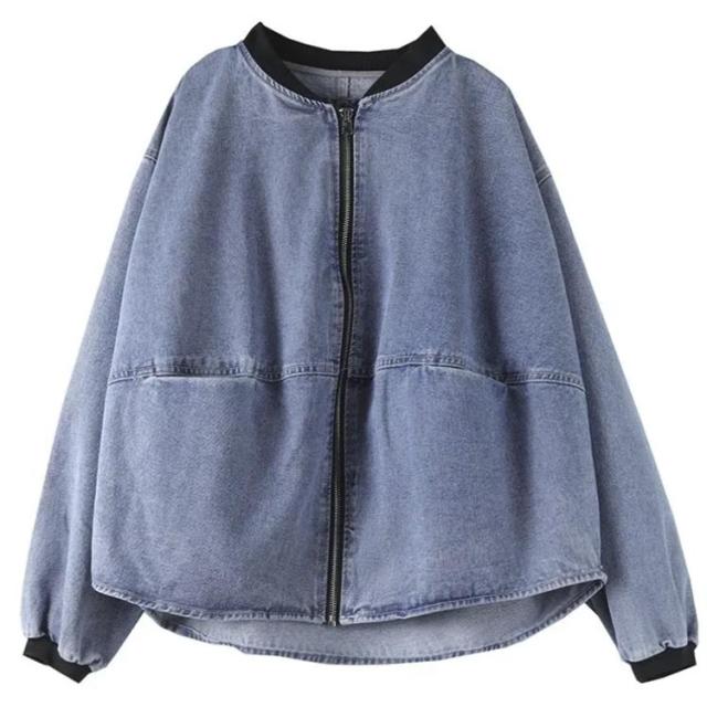 カジュアル レディース デニムジャケット ジップアップ ゆったり ノーカラージャケット 春アウター 長袖 ジャケット アウター ショート丈 通勤 ジージャン 体型カバー 春服 カジュアル 大人女性 ノーカラージャケット 無地 シンプル 着?せ ノーカラージャケット・コート