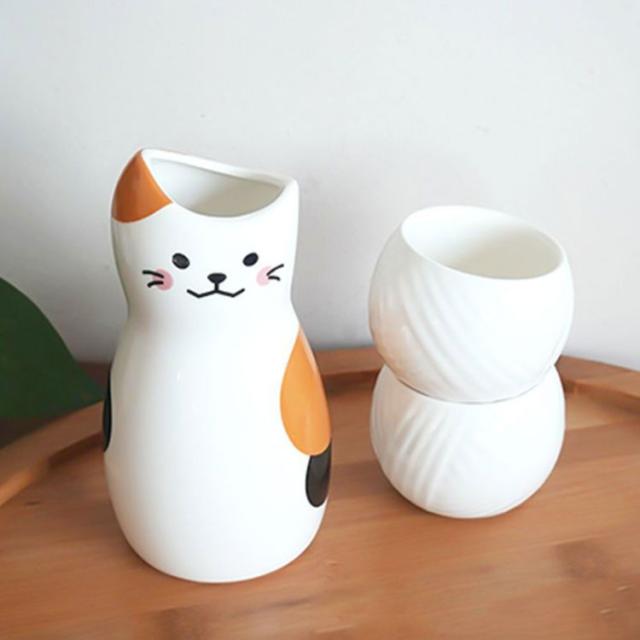和式 ぐい呑み 3点セット おちょこ お猪口 とっくり 陶磁器 猫柄 梅酒 可愛い おちょこ 徳利セット 酒器 日本酒 和酒 和風 焼酎 盃 冷酒 プレゼント ギフト 誕生日 クリスマス 日常使い ぐい呑み・おちょこ