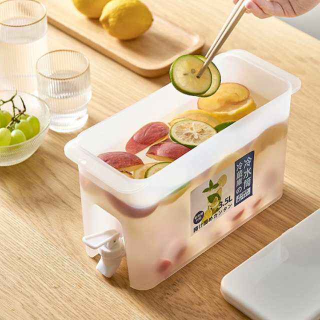 冷水ポット ピッチャー 3.5L 洗いやすい 大容量 蛇口付き 横置き 麦茶 