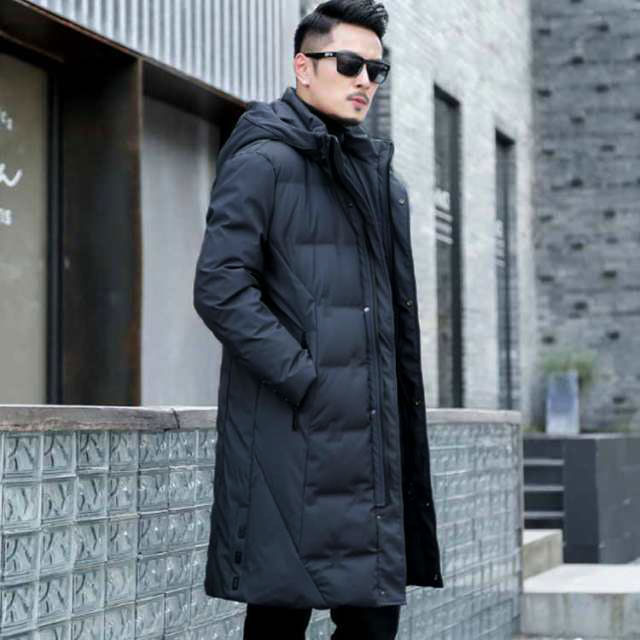 【ほっち】ダウンコート 羽毛 メンズ ロング丈 ミドル ビジネス 軽量 フード付き ダウンジャケット ベンチコート 厚手 暖かい 冬 フェザー 大きいサイズ 通 ダウンコート 羽毛 メンズ ロング丈 ミドル ビジネス 軽量 フード付き