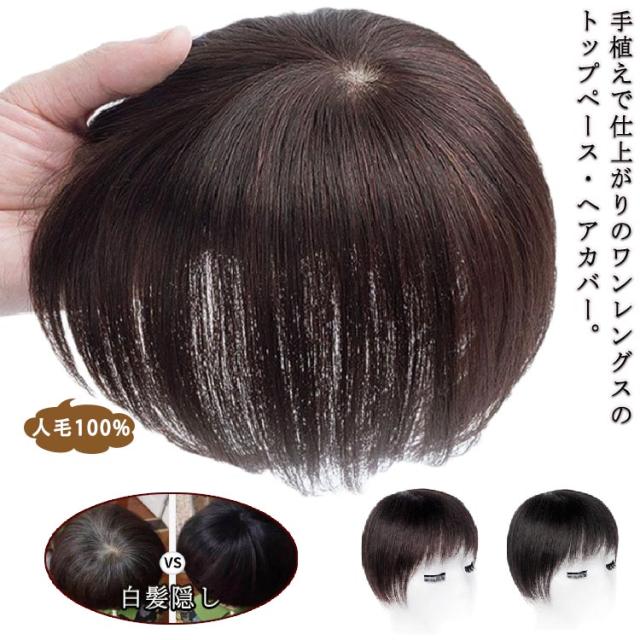 ヘアピース 人毛100% トップピース つむじ 部分ウィッグ トップ