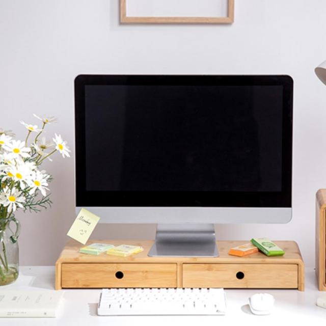 ナチュラル モニターラック 机上台 竹製 PC台 ディスプレイ台 モニター