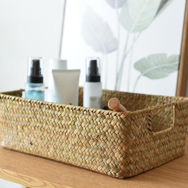取っ手付き収納ボックス ナチュラル 手作り かご 編みかご