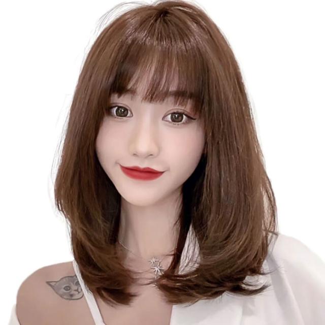 フルウィッグ ロング ストレート セミロング フルウィッグ ミディアム 30cm 35cm 40cm 自然黒 自然茶 最高級人毛100% 総手植え ミセス 自然 かつら 医療用 全頭かつら ブラック ナチュラル ブラック ブラウン フルウィッグ ロング ストレート セミロング フルウィッグ ミディアム