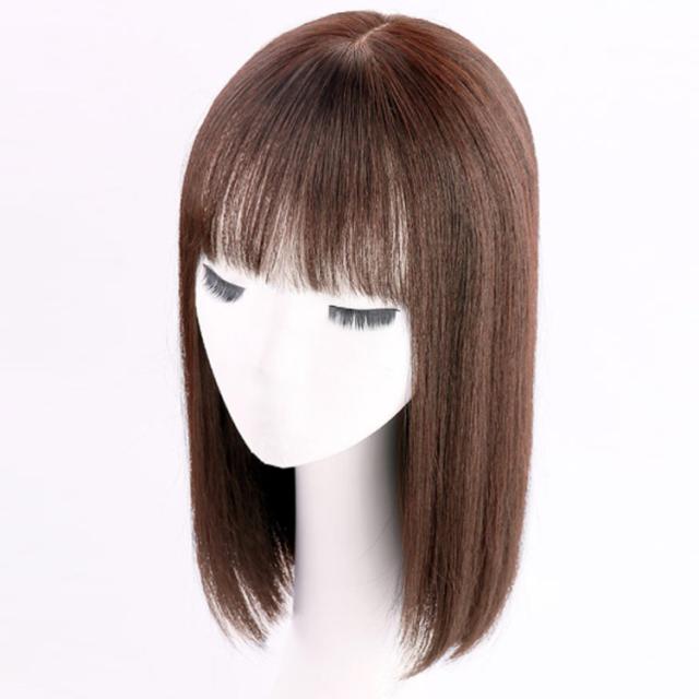 フルウィッグ ロング ストレート セミロング フルウィッグ ミディアム 30cm 35cm 40cm 自然黒 自然茶 最高級人毛100% 総手植え ミセス 自然 かつら 医療用 全頭かつら ブラック ナチュラル ブラック ブラウン 新品 フルウィッグ ロング ストレート セミロング フルウィッグ