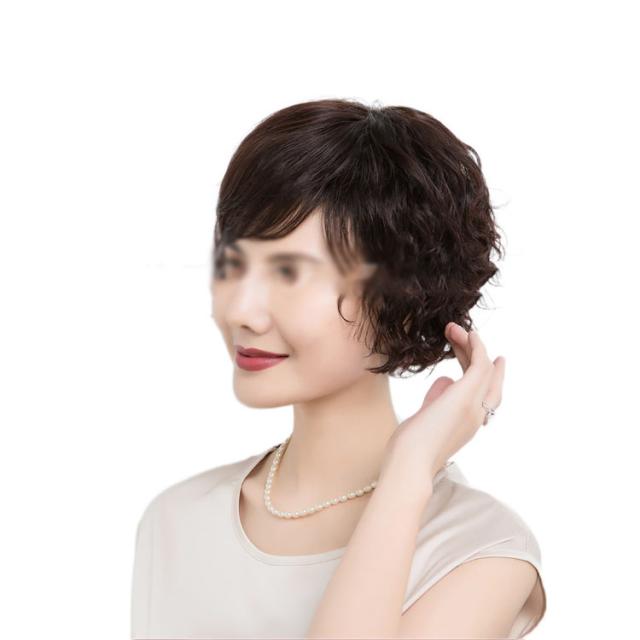 人毛ウィッグ パーマ ショート 人毛100% フルウィッグ 女性