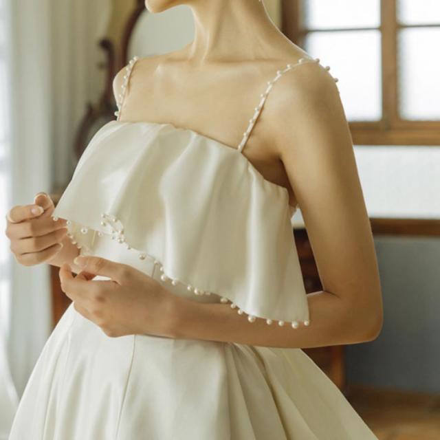 ウエディングドレス エンパイア ウエディング ドレス ノースリブ ミモレ ミモレ丈 Aライン ミニドレス 二次会 花嫁 パーティドレス 結婚式 シンプル 上品 袖あり 白ワンピース カジュアル 海外挙式 ウエディングドレス エンパイア ウエディング ドレス ノースリブ