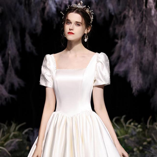 ウエディングドレス ウェディングドレス スクエアネック Aライン