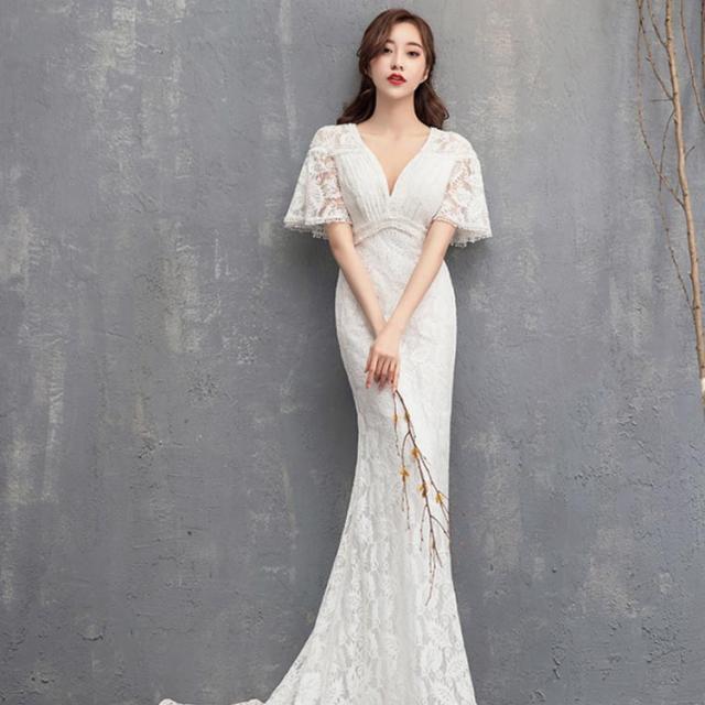 ウェディング ドレス 長袖 袖あり ウェディングドレス マーメイドウェディングドレス ウエディングドレス トレーンドレス 二次会 スレンダーライン ファスナータイプ リゾートウェディング ハネムーンフォト ウェディング ドレス 長袖 袖あり ウェディングドレス マーメイド