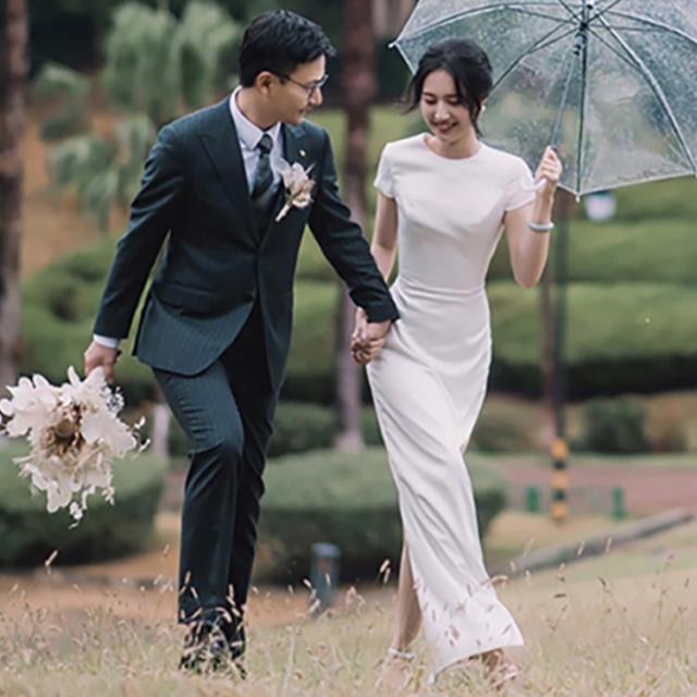 ウエディング ドレス ウェディングドレス 半袖 レディースドレス