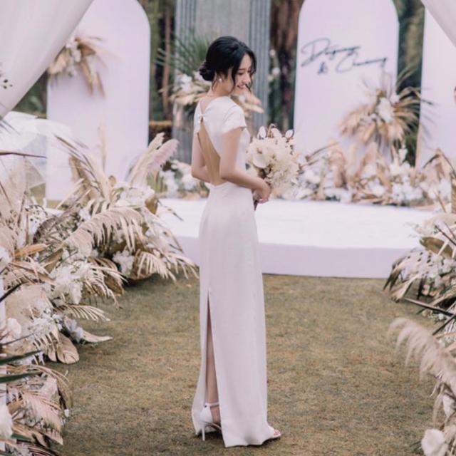 ウエディング ドレス ウェディングドレス 半袖 レディースドレス