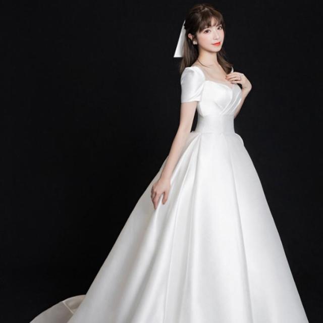 ウェディングドレス ロングドレス ウェディング ウエディング トレーン パーティードレス 結婚式 ワンピース ロングドレス マタニティードレス 妊婦ドレス 花嫁ドレス トレーン付き ドレス エンパイア ウェディングドレス ロングドレス ウェディング ウエディング トレーン