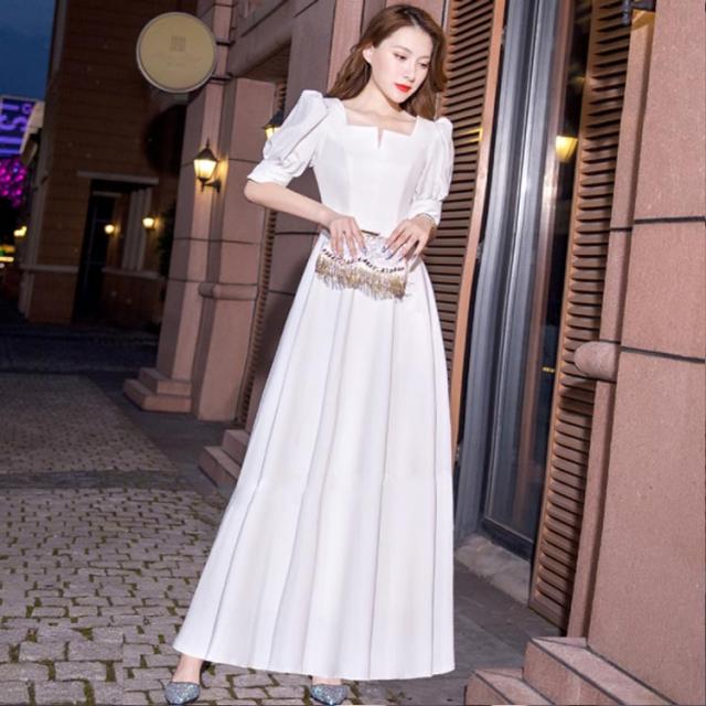 ウェディングドレス ミモレ丈 ロング丈 【XS〜XLサイズ】ウエディング