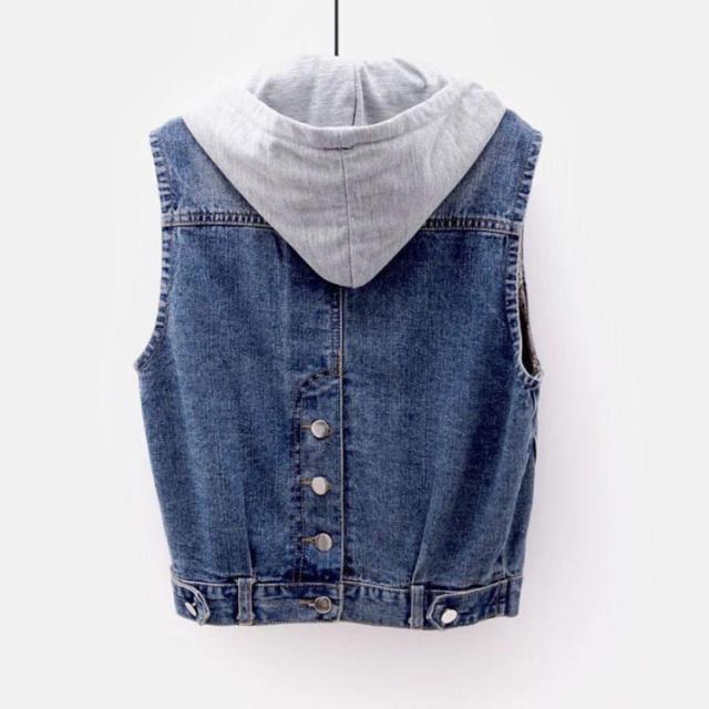 レディースベスト デニム ジレ ベスト フード付き 取り外し可
