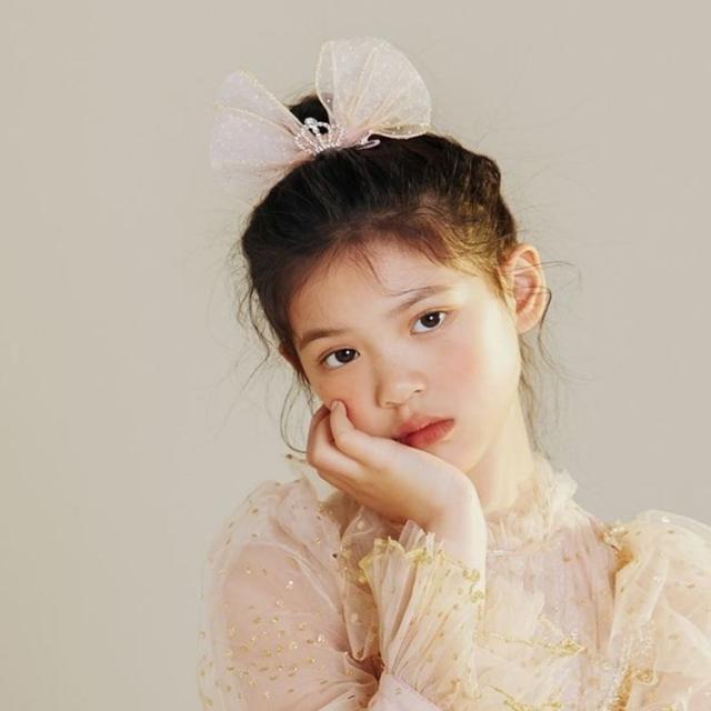 チュール 立体 リボン ヘアクリップ キッズ 女の子 ヘアアクセサリー