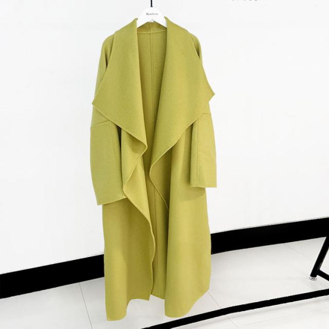 チェスターコート ウール100% ロングコート レディース ビッグカラー