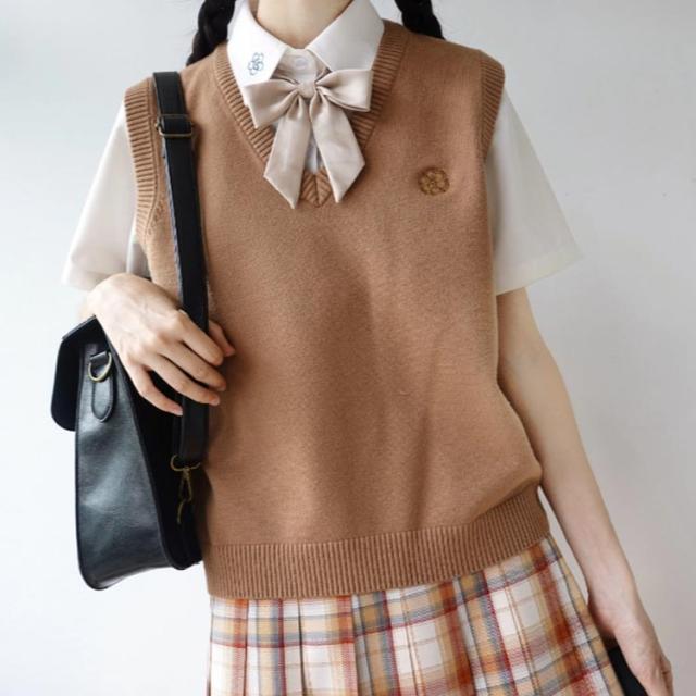 送料無料 スクールベスト 制服 春 夏 薄手 Vネック ノースリーブ 