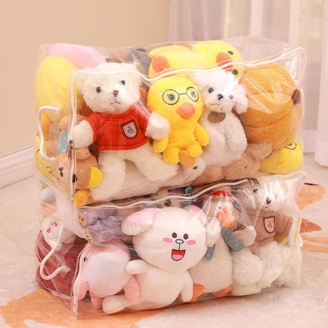 一番くじ　はぴだんぶい　人形　ぬいぐるみ　マスコット　収納ケース ぬいぐるみ 防湿 透明 防カビ 収納袋 大容量 防塵 収納 見せる収納