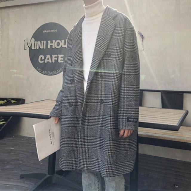 チェスターコート メンズ コート 千鳥格子 チェック柄 テーラード 男女