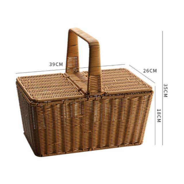 ピクニック バスケット 大きい 洗える フタ付き 蓋付き ワンハンドル