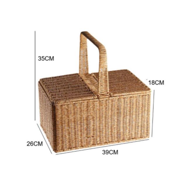 ラタン　アンティーク　ビンテージ　ピクニックバスケット　蓋付きバスケット ラタン アンティーク ビンテージ ピクニックバスケット 蓋付き