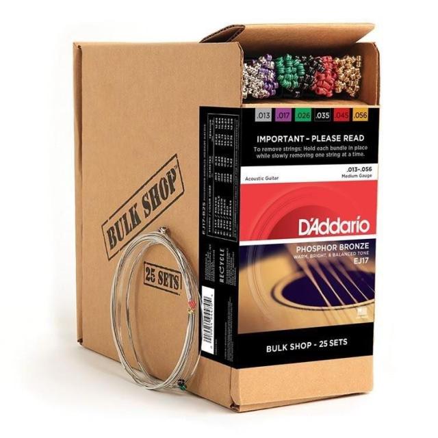 ダダリオ EJ17-B25 アコースティックギター弦　25セット入りバルクパック（Phosphor Bronze　Medium 25 Set Bulk Pack .013-.056）D'Addario　Bulk Shop[EJ17B25] 返品種別A