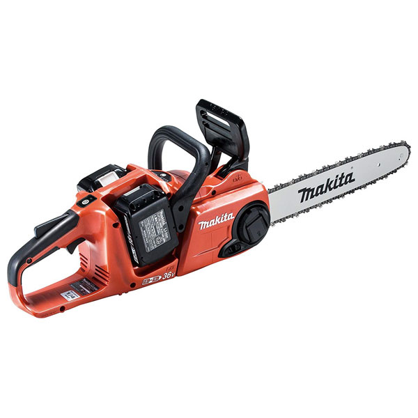 マキタ 充電式チェンソー (36VバッテリーBL1860B×2本・2口急速充電器DC18RD付き) 350mm (赤) MUC353DGFR返品種別B