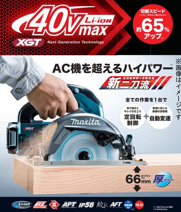 マキタ電動工具　165mm充電式マルノコ　HS001GZB　黒　40Vmax　本体のみ・鮫肌チップソー付(バッテリ・充電器・ケース別売)