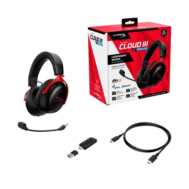 HyperX（ハイパーエックス） A59Z0AA 密閉型ワイヤレスゲーミングヘッドセット Cloud III S Wireless (PC Mac PS5 モバイル Switch ブラックレッド)[A59Z0AA] 返品種別A_3