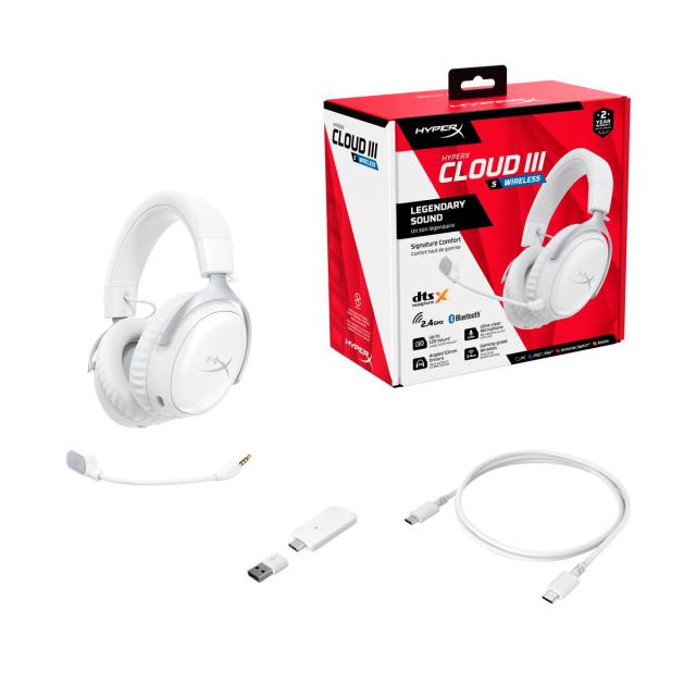 HyperX（ハイパーエックス） AX6G1AA 密閉型ワイヤレスゲーミングヘッドセット Cloud III S Wireless (PC Mac PS5 モバイル Switch ホワイト)[AX6G1AA] 返品種別A_3