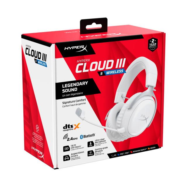 HyperX（ハイパーエックス） AX6G1AA 密閉型ワイヤレスゲーミングヘッドセット Cloud III S Wireless (PC Mac PS5 モバイル Switch ホワイト)[AX6G1AA] 返品種別A_4