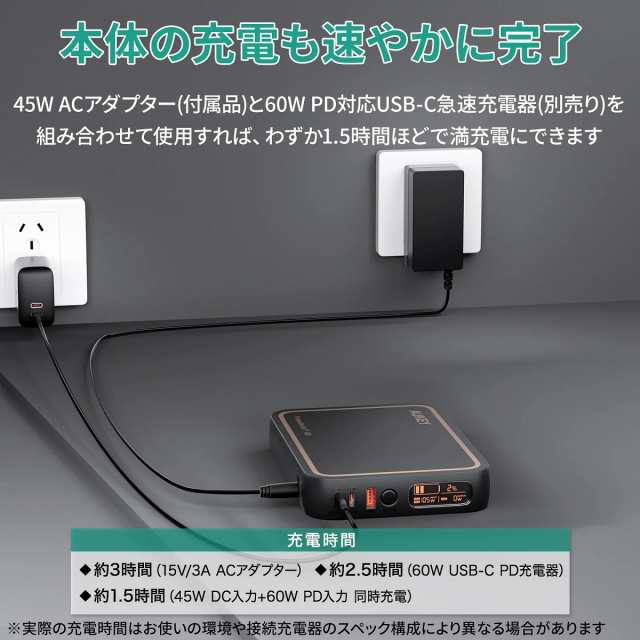 AUKEY PS-RE01-BK ポータブル電源 容量99.9Wh ACコンセント出力1口USB