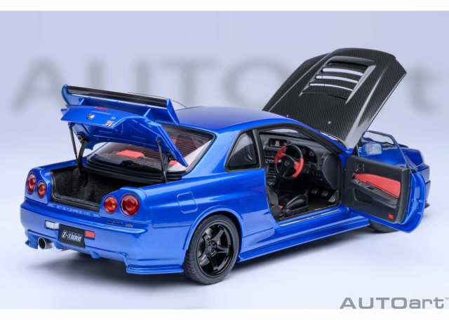 オートアート 1/18 ニスモ R34 GT-R Z-tune（ベイサイドブルー/カーボンブラック・ボンネット）【77460】ミニカー 返品種別B