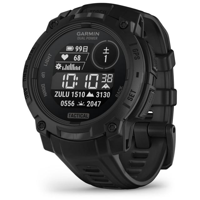 ガーミン Instinct 3 Dual Power 45mm Black / Tactical Black【Suica対応】スマートウォッチ 010-02934-80[0100293480] 返品種別A