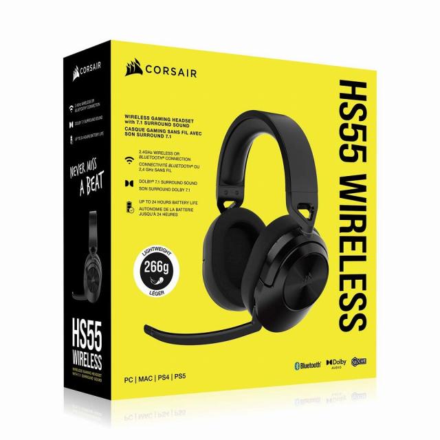 CORSAIR｜コルセア CORSAIR 50mmネオジウムドライバ ワイヤレスゲーミングヘッドセット HS55 Wireless Carbon  CA-9011280-AP返品種別A_5