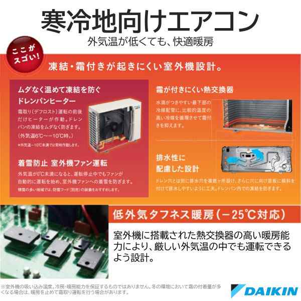 ダイキン 【2023年モデル】【本体価格(標準工事代別)】　寒冷地向けエアコン　スゴ暖 S283ATKP-W返品種別A｜au PAY マーケット